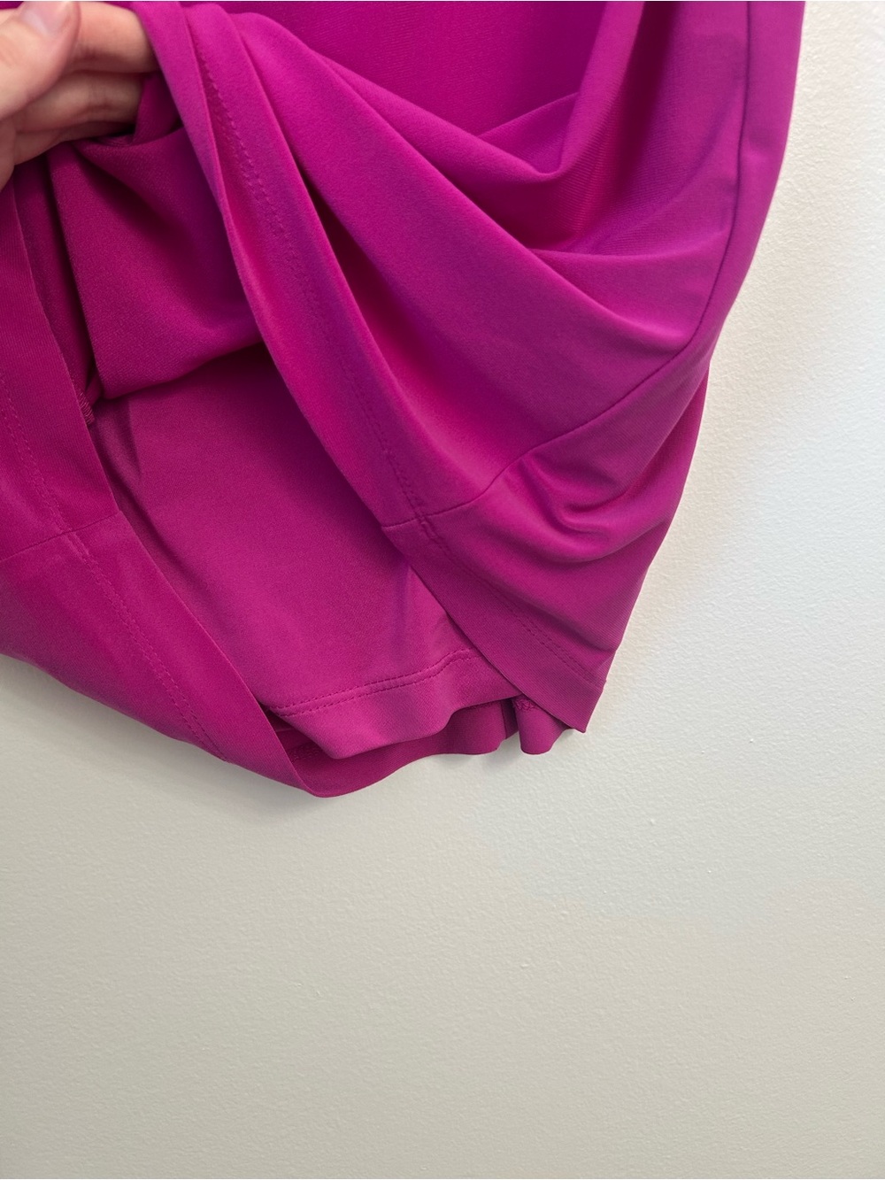 Joseph Ribkoff Magenta Rhinestone Asymmetrical Ruffle Lined Cocktail Dress | US - Picture 4 of 16